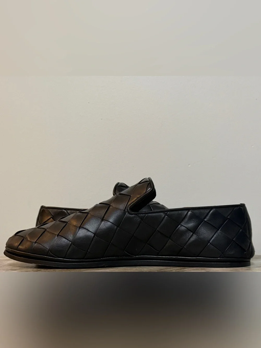 Bottega Veneta Sunday Slipper Black Nero Intrecciato Leather 45/12 Woven